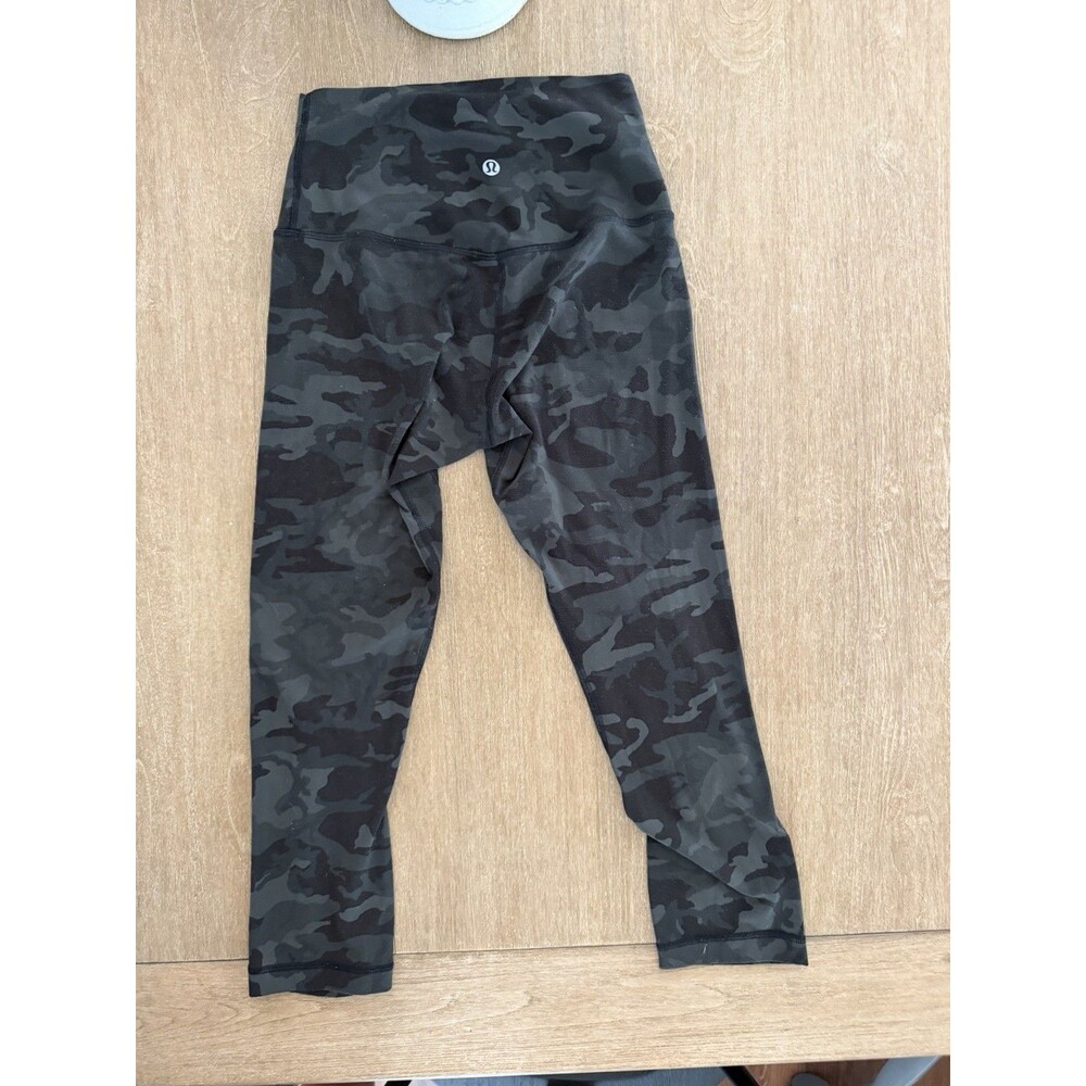 Lululemon High Rise Thermal Fleece-Lined Camo Leggings Black Gray Women’s Size (